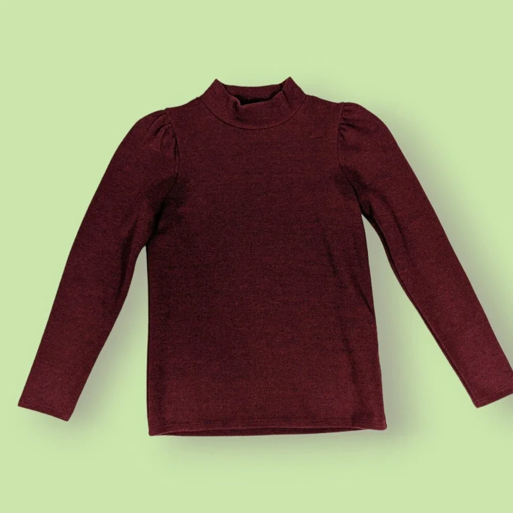 Madewell Women's Plush Mockneck‎ Puff-Sleeve Top XS Nb512